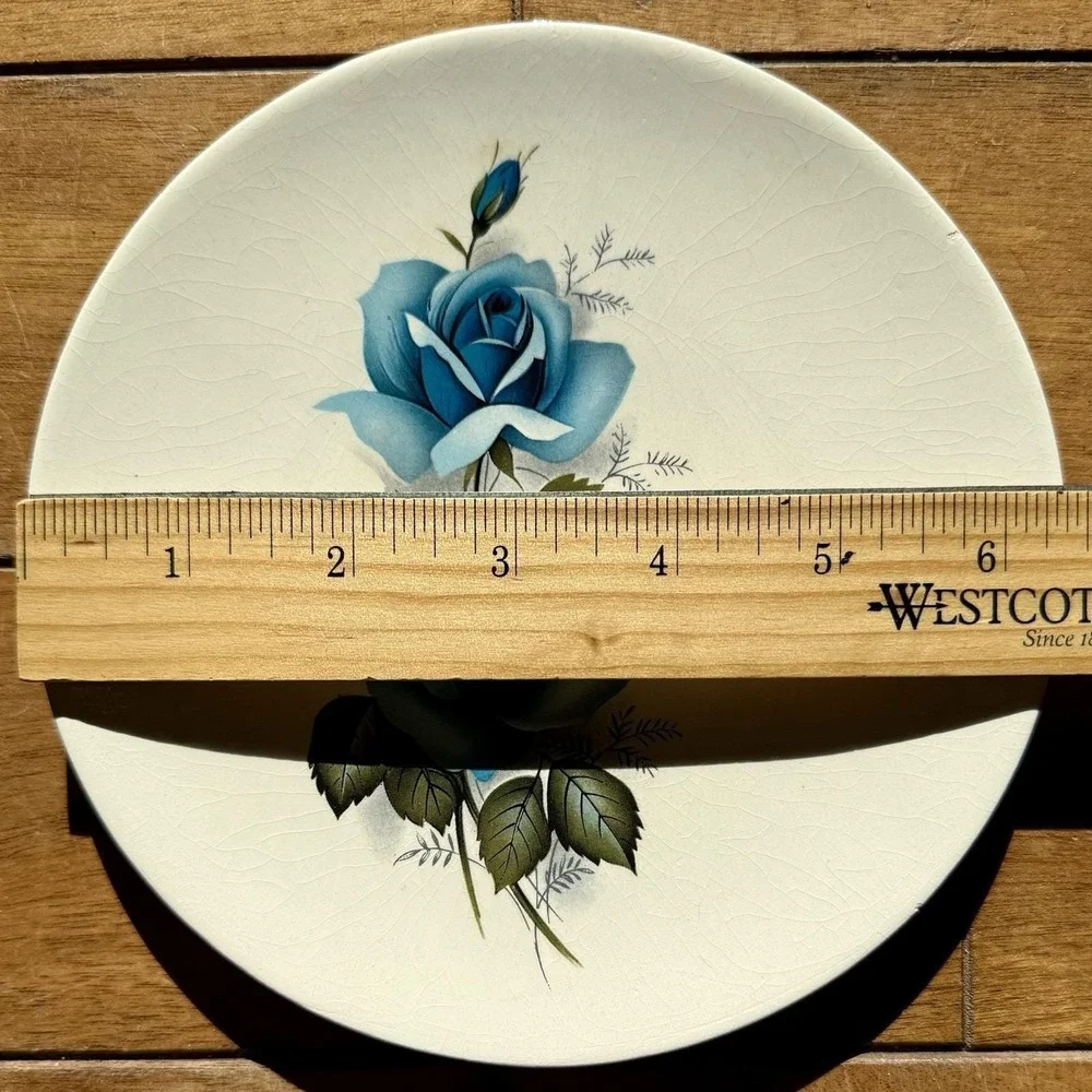 12pc VTG English Bridgerton Porcelain Tea Cup‎ & Scone Plate Set Blue Roses Rose